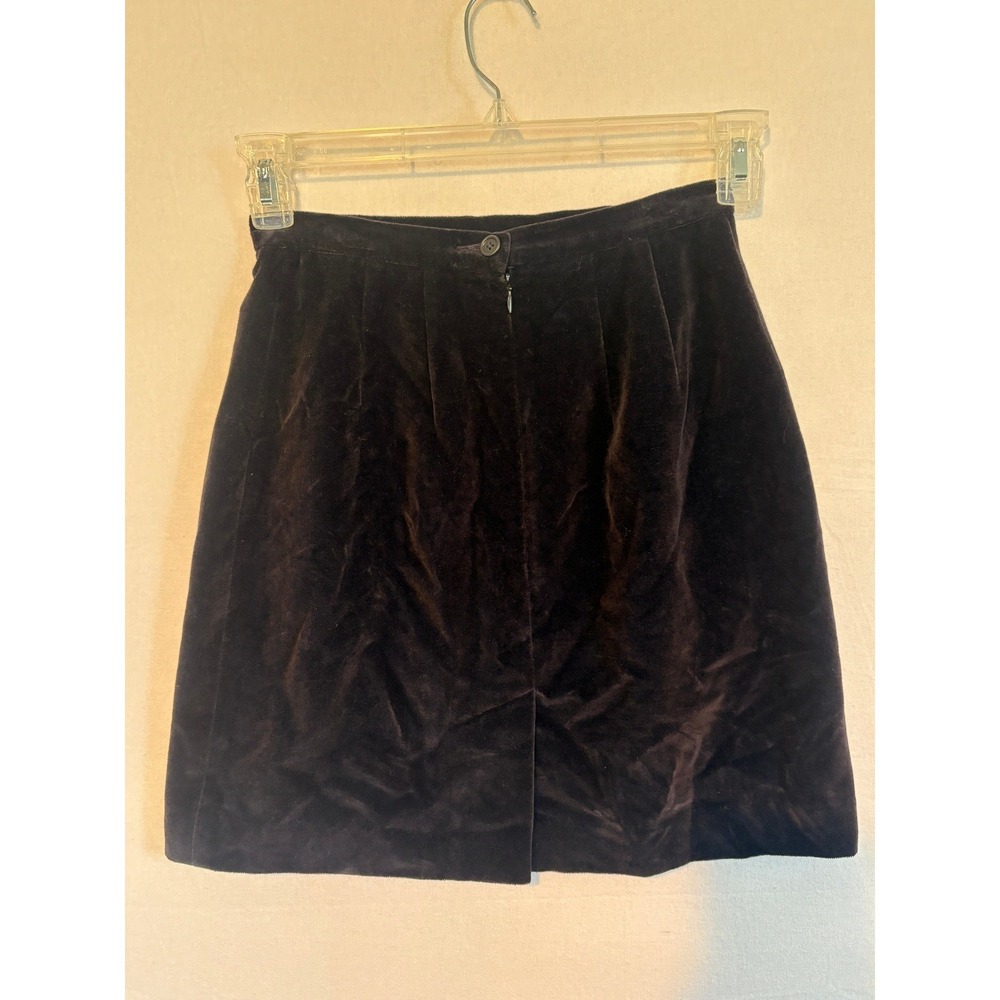 Vintage Limited America Velvet Mini Skirt High Waist Navy Slit Back Zip Size‎ 4 - Picture 6 of 11
